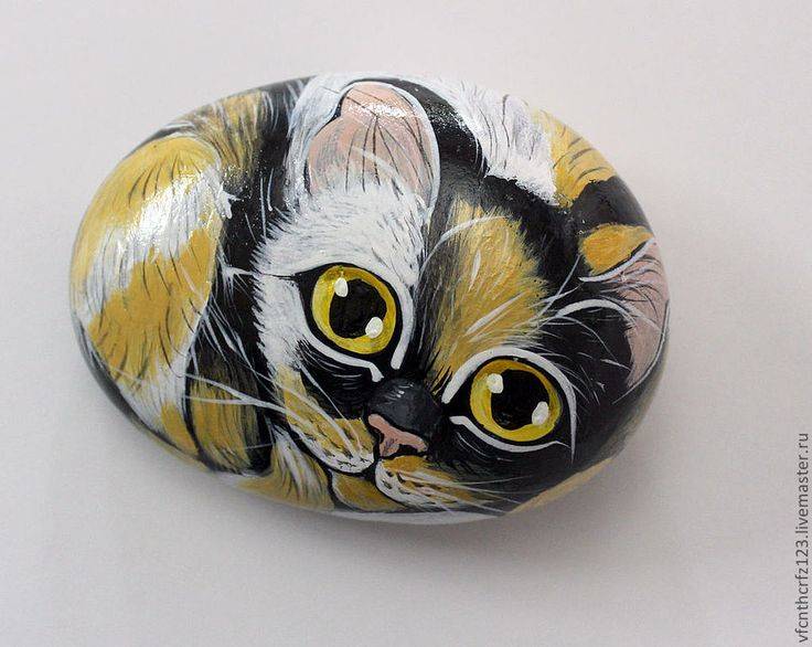 Рисунок кота на камне – рисуем кота на камне. – ярмарка мастеров