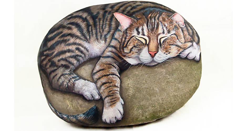 Как нарисовать кота на камне